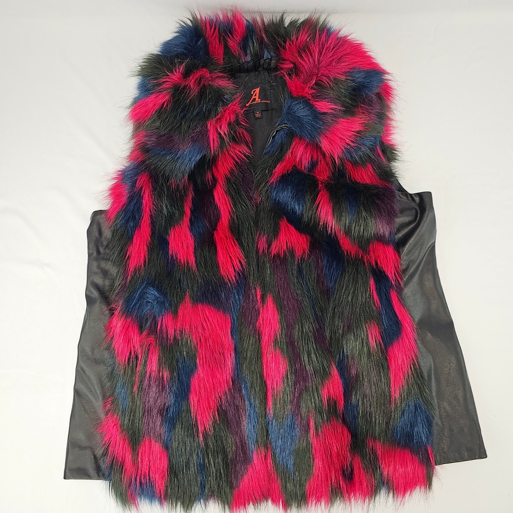 Adrienne Landau Multicolor Faux Fur Vest Women's 1X